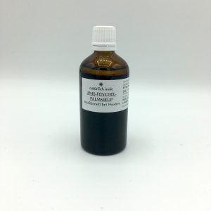 Braunglasflasche rund mit 100ml braunem Inhalt und weißem Verschluss