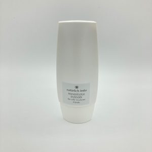 Die weiße flache 50ml-Polypropylen-Tube enthält eine wollweiße Creme